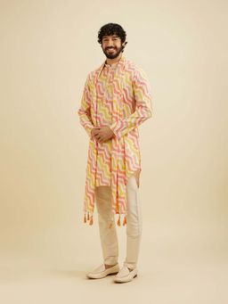 Manyavar - White Viscose Blend Printed Kurta with Pyjama and Dupatta (Set of 3)