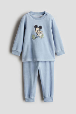 H&M - Boys Blue Patterned Velour Pyjamas