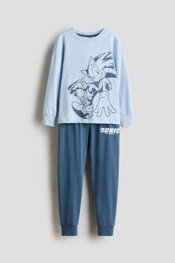 H&M - Boys Blue Printed Cotton Jersey Pyjamas