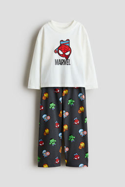 H&M - Boys White Printed Cotton Pyjamas