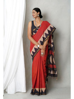 Unnati Silks - Red Bagh Printed Pashmina Sico Saree with Unstitched Blouse with Unstitched