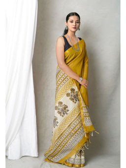 Unnati Silks - Green Bagh Printed Pashmina Sico Saree with Unstitched Blouse with Unstitched