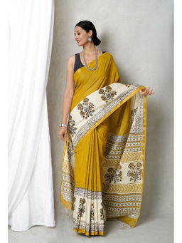 Unnati Silks - Green Bagh Printed Pashmina Sico Saree with Unstitched Blouse with Unstitched