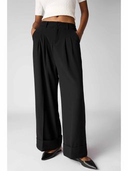 FREAKINS - Black Flared Pleated Korean Pant