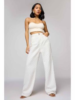 FREAKINS - Radium White Textured Denim Korean Pants
