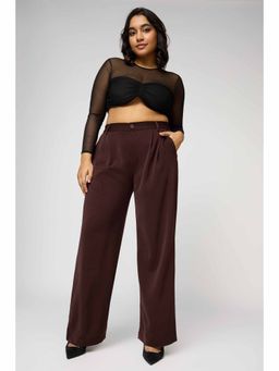 FREAKINS - Wine Curve Pleated Straight Korean Pant
