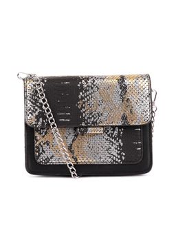 London Rag - Black Reptile Print Sling Bag