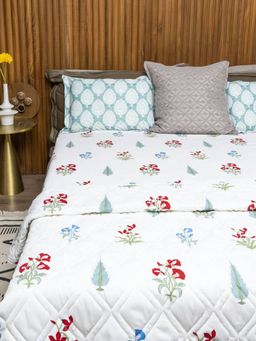 Urban Space - Cotton AC Blanket & Bedsheet for Double with 2 Pillow Cover 4 PC Set,COMBO10 (Queen)