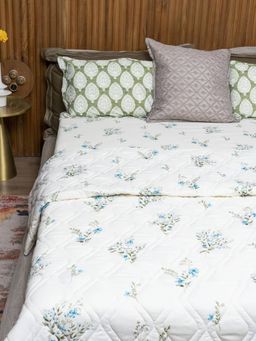 Urban Space - Cotton AC Blanket & Bedsheet for Double with 2 Pillow Cover 4 PC Set,COMBO12 (Queen)