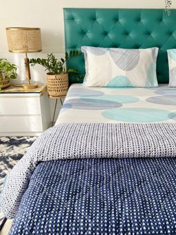 Urban Space - Cotton AC Blanket & Bedsheet for Double with 2 Pillow Cover 4 PC Set,COMBO22 (Queen)