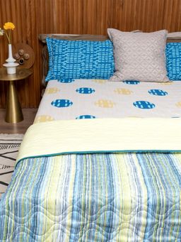 Urban Space - Cotton AC Blanket & Bedsheet for Double with 2 Pillow Cover 4 PC Set,COMBO2 (Queen)