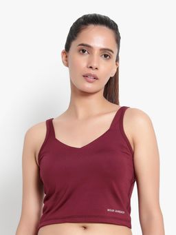 Wear Jukebox - WearJukebox Axis Padded Slim Fit Maroon Tank Top