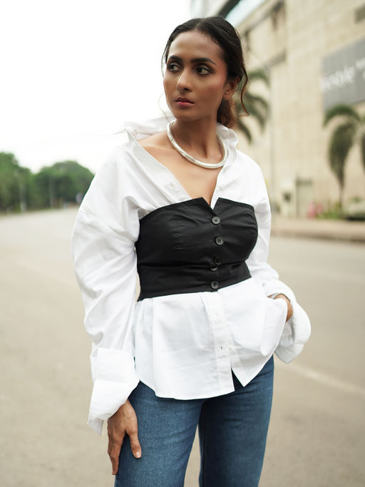 Buy Gazillion Dixie Black and White Shirt with Corset (Set of 2) (XS) Online