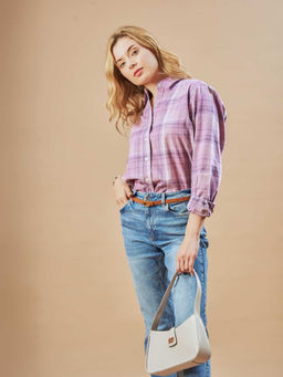 Gazillion - Doralynn Cord Checked Cotton Shirt for Women From Gazillion