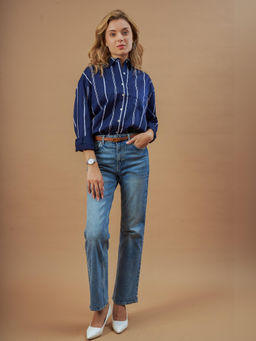 Gazillion - Darlina Stripped Cotton Blend Oversized Shirt for Women From Gazillion