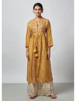 Gopi Vaid - Mustard Tara Jacket Style Kurta