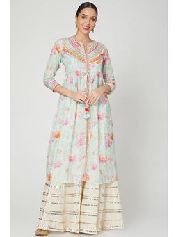 Gopi Vaid - Blue Utsav Jacket Style Kurta