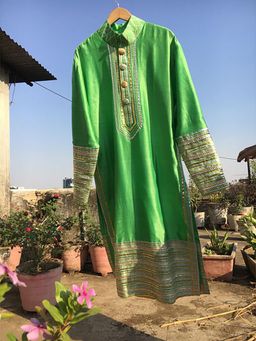 Taraasi - CHAMKEELA' Handloom Chanderi Silk Kurta