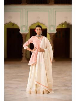 Taraasi - MASAKALI' Nude Caramel Mulmul Cotton Short Angrakha Kurta