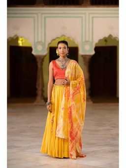 Taraasi - Noorani Sunshine Yellow Mulmul Cotton Kalidar Ghaghara Skirt