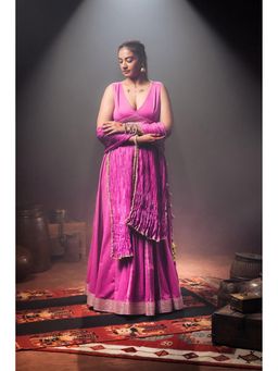 Taraasi - Yamini Purple Mulmul Cotton Kalidar Ghaghara Skirt