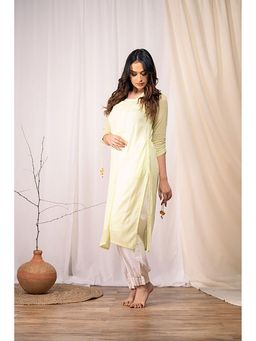 Taraasi - GO ROUND AND ROUND' Lime Green Mulmul Cotton Dress