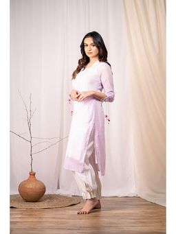 Taraasi - GO ROUND AND ROUND' Lavender Mulmul Cotton Dress