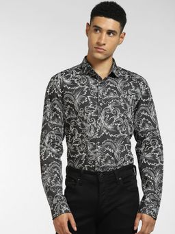 Jack & Jones - Black Abstract Print Full Sleeves Shirt