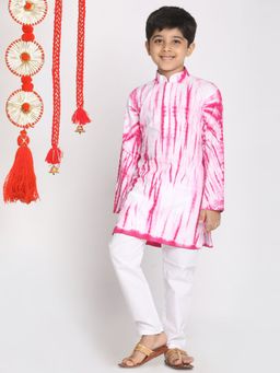 Vastramay - Boys Pink & White Kurta Pyjama (Set of 2)