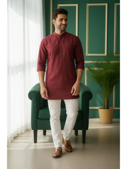 TATTVA - Maroon Solid Short Kurta