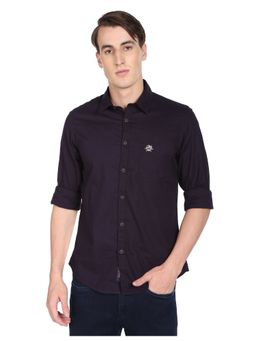 U.S. Polo Assn. Denim Co. - Men Purple Spread Collar Solid Cotton Casual Shirt