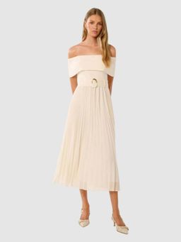 Forever New - Capri Bardot Pleat Hem Midi Dress
