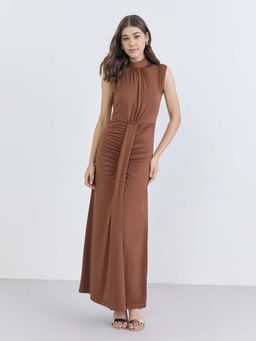 Styli - Women Solid High Neck Sleeveless Bodycon Dress