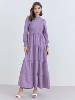 Styli - Women Self Design Long Sleeves Evening Maxi Dress