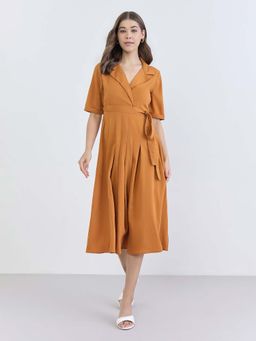 Styli - Women Plain Short Sleeves Blazer Midi Dress
