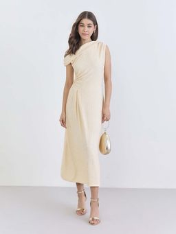 Styli - Women Pleated Cape Sleeve Maxi Dress