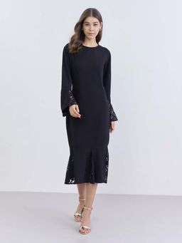 Styli - Women Plain Long Sleeves Mermaid Midi Dress