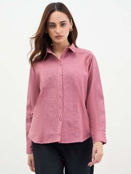 Styli - Women Eyelet Patterned Embroidered Shirt