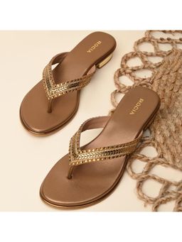 ROCIA - Women Copper Embroidered Small Sandals Heels