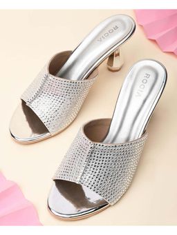 ROCIA - Women Silver Diamond Encrusted Stilettos Heels