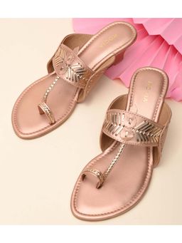 ROCIA - Women Rose Gold Kolhapuri Wedges Heels