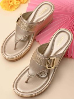 ROCIA - Women Gold Funky Wedges Heels