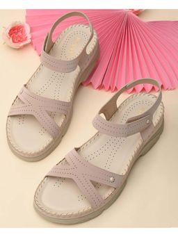 ROCIA - Women Beige Casual Laser Cut Wedge Sandals