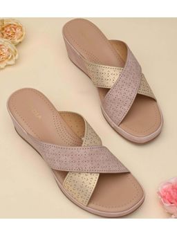 ROCIA - Women Pink Laser Cut Wedges Heels