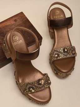 ROCIA - Women Copper Embroidered High Sandals Heels