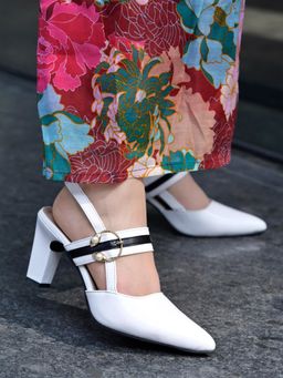 Shoetopia - Women White Mules Heels
