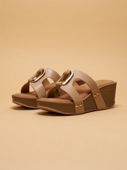 ERIDANI - Syara Beige Wedges Heels