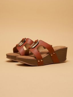 ERIDANI - Syara Tan Wedges Heels