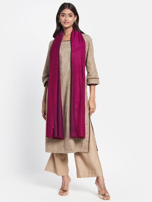 Buy Fabindia Purple Wool Hand Woven Shawl Online