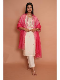 Rabnoor K Sethi - Pink Formal Kurta with Pant and Heavy Dupatta (Set of 3)